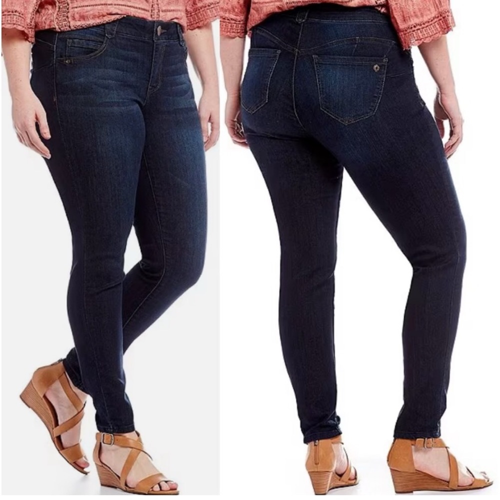 Democracy “ab” solution size 16W blue dark wash skinny jegging.